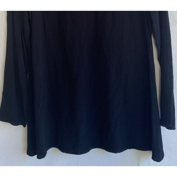 COPY - Chico's Design Top Blouse Size 2/Large Black Long Sleeve Gauzy Scoop Neck - Picture 3 of 7